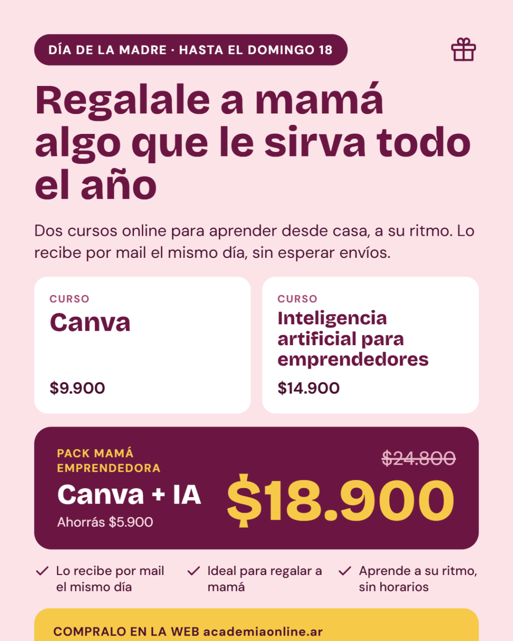 Pack Mamá Emprendedora: dos cursos digitales de AcademiaOnline